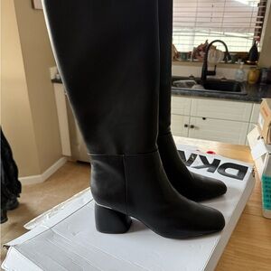 DKNY Black Heeled Knee-High Boots